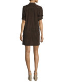 Lace-Up Suede Dress, Dark Brown