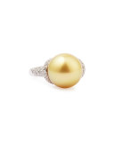 18k Golden South Sea Pearl and Diamond Ring