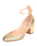 Tan-Go Strass Perforated Pump, Dark Gold/Black