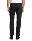 Slim-Fit Moto Biker Jeans, Black