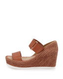 Gretta Leather Espadrille Wedge Sandal, Cuero