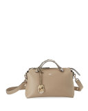 By the Way Small Leather & Snakeskin Satchel Bag, Light Gray