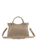 Edge Town AJ Goatskin Satchel Bag, Taupe