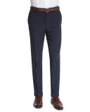 Standard-Fit Striped Seersucker Trousers, Navy