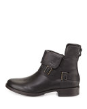 Cybele Leather Moto Bootie, Black