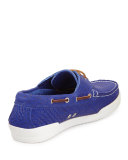 Men's USA Bison Boat Shoe, Royal Blue 