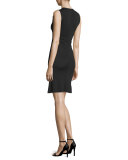 Embellished V-Neck Sheath Dress, Black