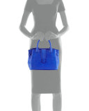 New Cristina Medium Crocodile Tote Bag, Blue Matte