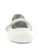 Faux-Leather Rhinestone-Trim Mary Jane, White, Infant