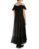 Off-The-Shoulder A-Line Dress, Black