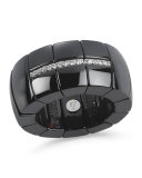 Black Ceramic Stretch Ring with Pavé Diamonds