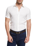 Solid Short-Sleeve Sport Shirt, White