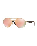 Round Iridescent Aviator Sunglasses