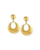 Hammered Open Hoop Drop Clip Earrings