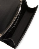 Monogram Medium Crystal Suede Shoulder Bag, Black
