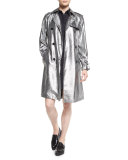 Sleeveless Poplin Shirtdress, Phantom Blue
