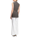Scarlet Tailored Leather Tie-Waist Vest