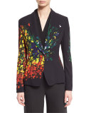 Floral-Print One-Button Jacket, Multicolor