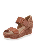 Gretta Leather Espadrille Wedge Sandal, Cuero