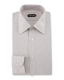 Slim-Fit Grid Check Dress Shirt, Brown
