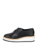 Callie Leather Lace-Up Sneaker, Black