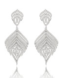 18K White Gold & Diamond Concentric Feather Drop Earring