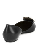 Sexy Choc Leather Ballerina Flat, Black