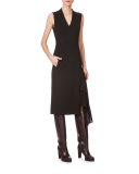 Sleeveless Faux-Wrap Dress, Date