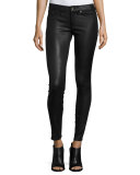 Skinny Leather Ankle Pants, Black