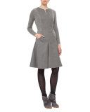 Long-Sleeve Fit-&-Flare Knit Dress, Cliff