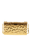 Rebekah Metal Giraffe-Pattern Clutch Bag, Golden