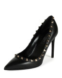 Rockstud Leather 100mm Pump, Black (Nero)