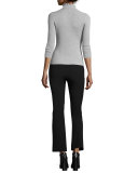 Merino Wool Mock-Neck Sweater, Light Gray Heather