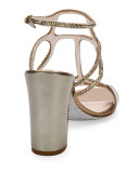 Crystal Caged 90mm Sandal, Green