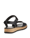 Leather Cork Platform Sandal, Black