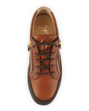 Men's Leather Low-Top Sneaker, Light Brown