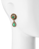 Estate Victorian Emerald & Diamond Enamel Drop Earrings