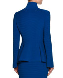 Ottoman Knit Flap-Pocket Zip Jacket, Electric Blue