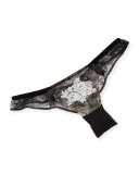 Tombeuse Lace Tanga, Black/Ivory