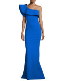 Custom Collection: Elisse One-Shoulder Ruffle Mermaid Gown 