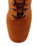 Suede Lace-Up Block-Heel Boot, Palissandro