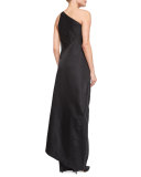 One-Shoulder Tail-Back Top, Black
