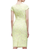 Cap-Sleeve Floral-Print Sheath Dress, Citrine/Multi