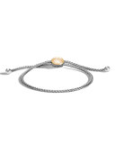 Classic Chain Hammered 18K & Silver Ball Bracelet, Size Medium