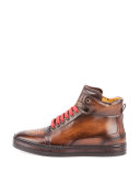 Playtime Leather High-Top Sneaker, Tobacco