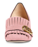 Marmont Fringe Suede 55mm Loafer, Crystal Pink 