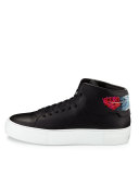 90mm Leather Sneaker W/Sequined Feather, Black
