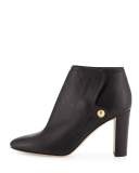 Medal Leather Ankle Boot, Black