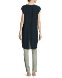 Go Tailgate High-Low Stretch-Silk Top
