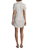 Mayvine Tierra-Wash Shirtdress, Gray/White